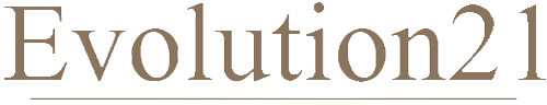 Logo van Evolution21 – Belgisch luxemerk voor meubels en textiel, beschikbaar bij Nuances in Leuven.