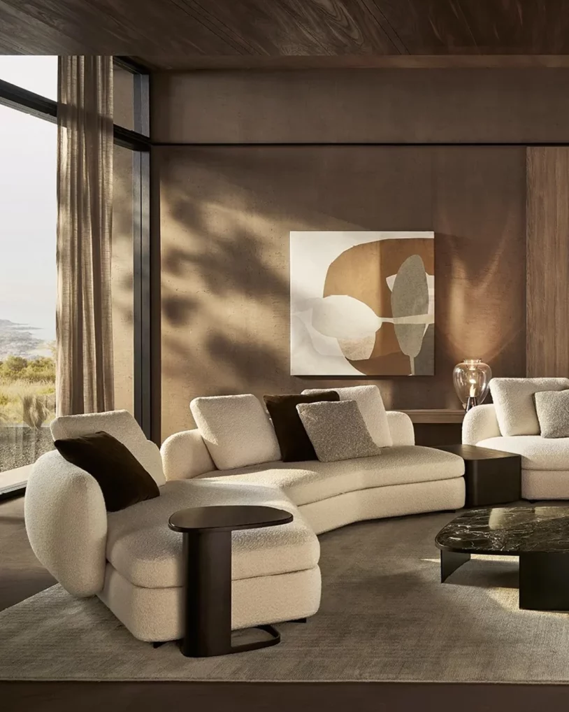 Saint-Germain Sofa Poliform, ontwerp Jean-Marie Massaud, modulaire sofa met ronde vormen en royale zittingen, verkrijgbaar bij Nuances Leuven